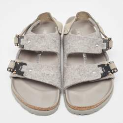 Dior Grey Fur Buckle Slingback Sandals Size 40