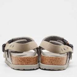 Dior Grey Fur Buckle Slingback Sandals Size 40