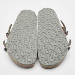 Dior Grey Fur Buckle Slingback Sandals Size 40