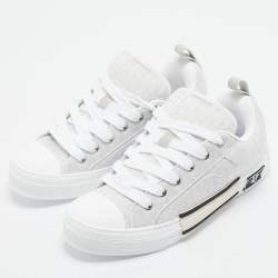 مملوكة مسبقًا Dior White Oblique Canvas B23 Skater Sneakers Size 43