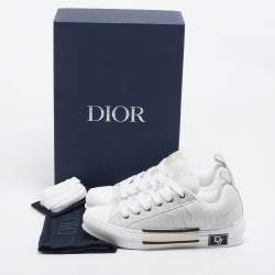 مملوكة مسبقًا Dior White Oblique Canvas B23 Skater Sneakers Size 43