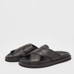 Dior Black Leather Aqua Sandals Size 40