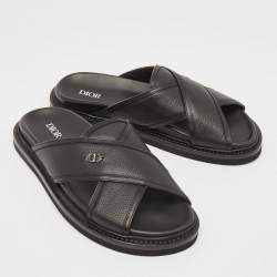 Dior Black Leather Aqua Sandals Size 40