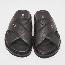 Dior Black Leather Aqua Sandals Size 40