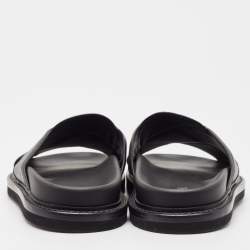Dior Black Canvas Aqua Flat Slides Size 41