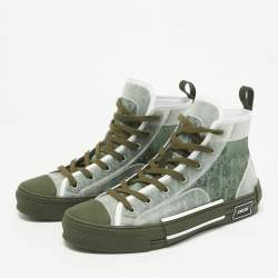 Dior Green Oblique Mesh and Rubber B23 Sneakers Size 42