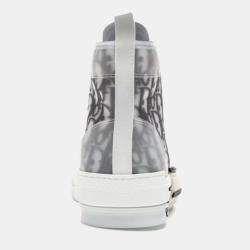 Dior White Grey Logo Oblique B23 High Top Sneakers EU 42