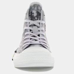 Dior White Grey Logo Oblique B23 High Top Sneakers EU 42