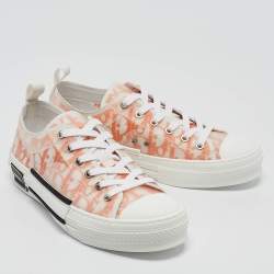 Dior Orange/White Oblique Mesh and Rubber B23 Sneakers Size 39