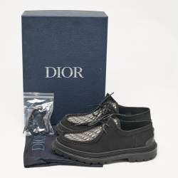 Pre Owned Dior Black Nubuck Leather Lace Up Moccasins Size 42