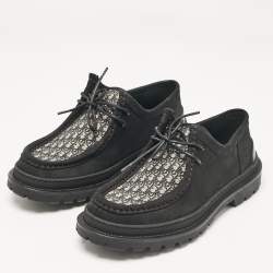 Pre Owned Dior Black Nubuck Leather Lace Up Moccasins Size 42