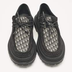 Pre Owned Dior Black Nubuck Leather Lace Up Moccasins Size 42