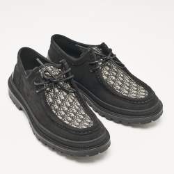 Pre Owned Dior Black Nubuck Leather Lace Up Moccasins Size 42