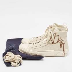 مملوكة مسبقًا Dior Beige Canvas Jack B23 High Top Sneakers Size 44