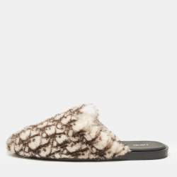 Dior Brown/Cream Mink Fur Mules Size 43