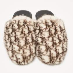 Dior Brown/Cream Mink Fur Mules Size 43