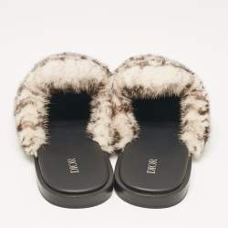 Dior Brown/Cream Mink Fur Mules Size 43