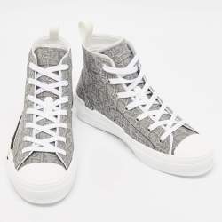 Pre Owned Dior Grey Oblique Jacquard B23 High Top Sneakers Size 42