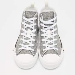 Pre Owned Dior Grey Oblique Jacquard B23 High Top Sneakers Size 42