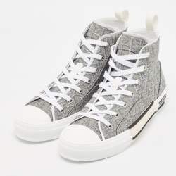 Pre Owned Dior Grey Oblique Jacquard B23 High Top Sneakers Size 42