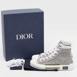 Pre Owned Dior Grey Oblique Jacquard B23 High Top Sneakers Size 42
