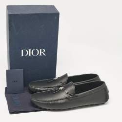 Dior Black Leather Odeon Driver Loafers Size 46