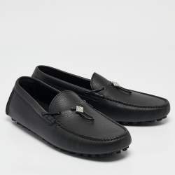 Dior Black Leather Odeon Driver Loafers Size 42