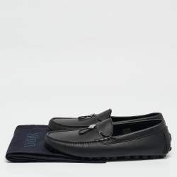 Dior Black Leather Odeon Driver Loafers Size 42