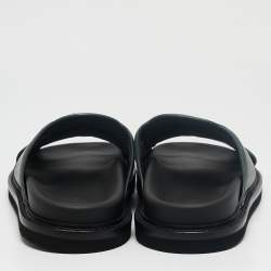 Pre Owned Dior Green Leather Aqua Flat Slides Size 41