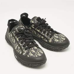 Dior Black Canvas and Leather Homme B28 Oblique Lace Up Sneakers Size 43