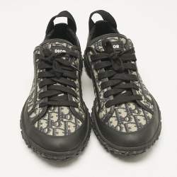 Dior Black Canvas and Leather Homme B28 Oblique Lace Up Sneakers Size 43