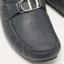 Dior Navy Blue Leather Odéon Loafers Size 39