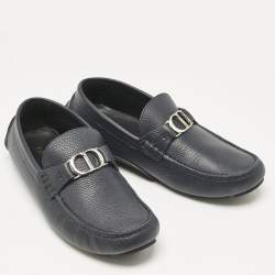Dior Navy Blue Leather Odéon Loafers Size 39