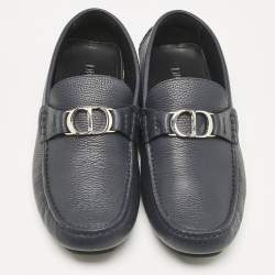 Dior Navy Blue Leather Odéon Loafers Size 39