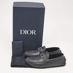 Dior Navy Blue Leather Odéon Loafers Size 39