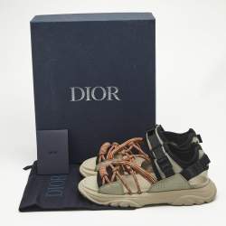 Dior Grey Leather H-Town Flat Sandals Size 41