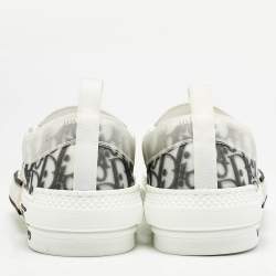 Dior White/Black Oblique Canvas B23 Slip On Sneakers Size 46