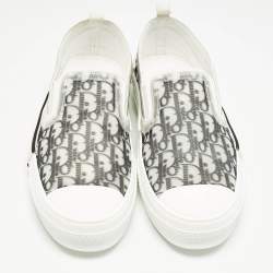 Dior White/Black Oblique Canvas B23 Slip On Sneakers Size 46