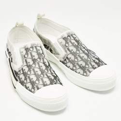 Dior White/Black Oblique Canvas B23 Slip On Sneakers Size 46