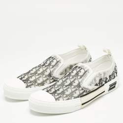 Dior White/Black Oblique Canvas B23 Slip On Sneakers Size 46
