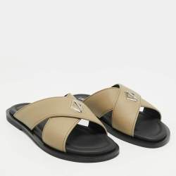 Dior Green Leather Alias Flat Slides Size 42