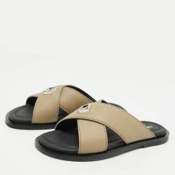 Dior Green Leather Alias Flat Slides Size 42