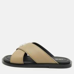 Dior Green Leather Alias Flat Slides Size 42