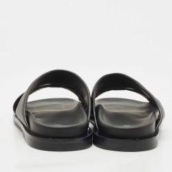 Dior Black Leather Alias Flat Slides Size 43