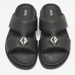 Pre Owned Dior Black Leather Alias Slide Sandals Size 43