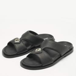 Pre Owned Dior Black Leather Alias Slide Sandals Size 43