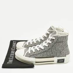 Pre Owned Dior Grey Canvas B23 High Top Sneakers Size 39
