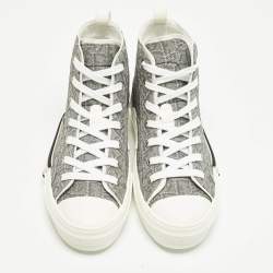 Pre Owned Dior Grey Canvas B23 High Top Sneakers Size 39