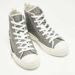 Pre Owned Dior Grey Canvas B23 High Top Sneakers Size 39
