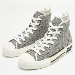Pre Owned Dior Grey Canvas B23 High Top Sneakers Size 39